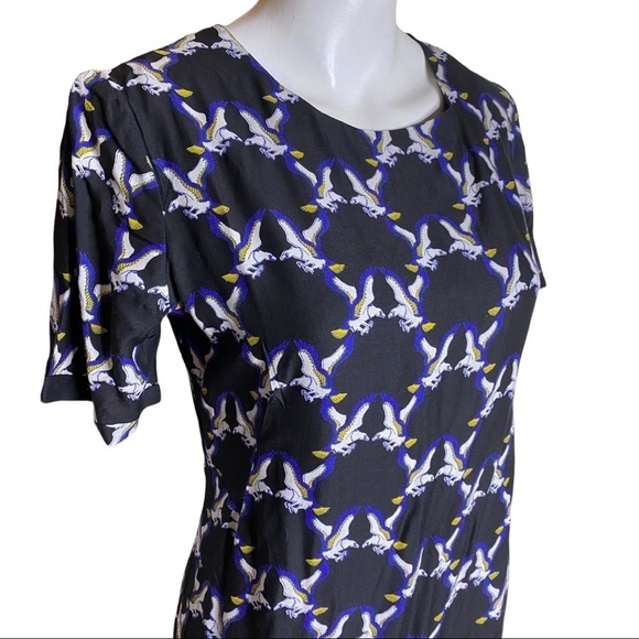 Eleven Paris Dress Teagle Bird Print With Cut Out Back ASOS M Size 8 US - Picture 3 of 16
